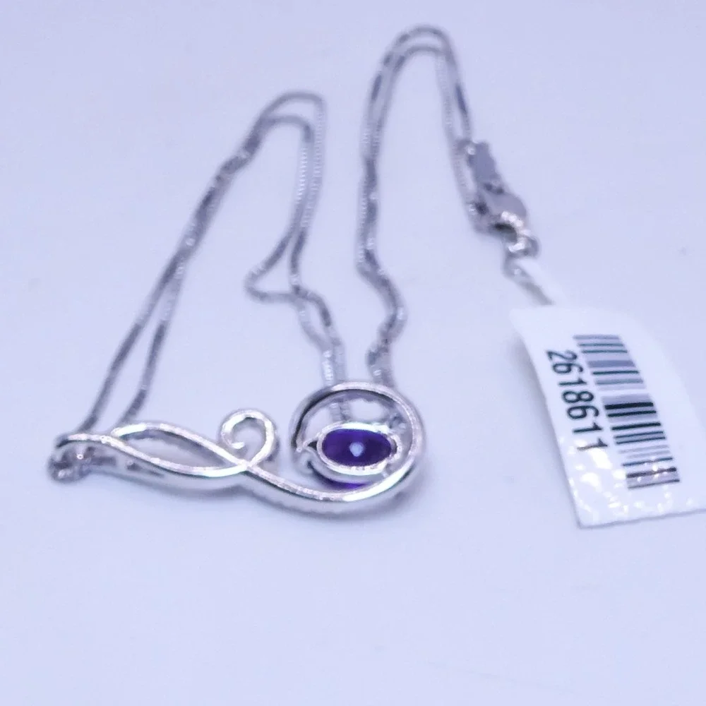 Chuck Clemency Sterling Silver 925 Purple Amethyst & White Topaz 18